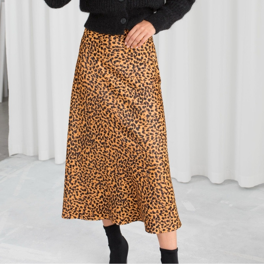 New & Other Stories Leopard Print Midi Skirt Size 6